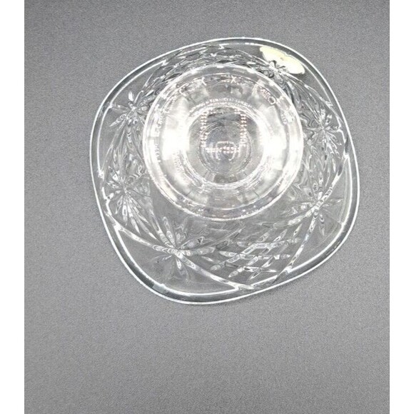 GORHAM Czech Floral & Fence Square Crystal Bowl Candy Dish (Small) 5" Clear - Picture 4 of 9